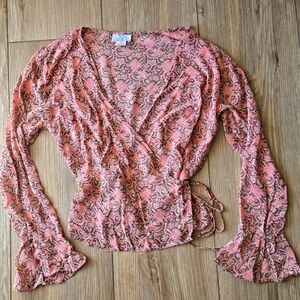 Loft 100% Silk Paisley Print Wrap Blouse